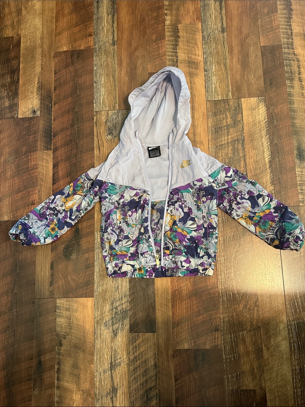 Nike Light Purple Floral Hooded Windbreaker